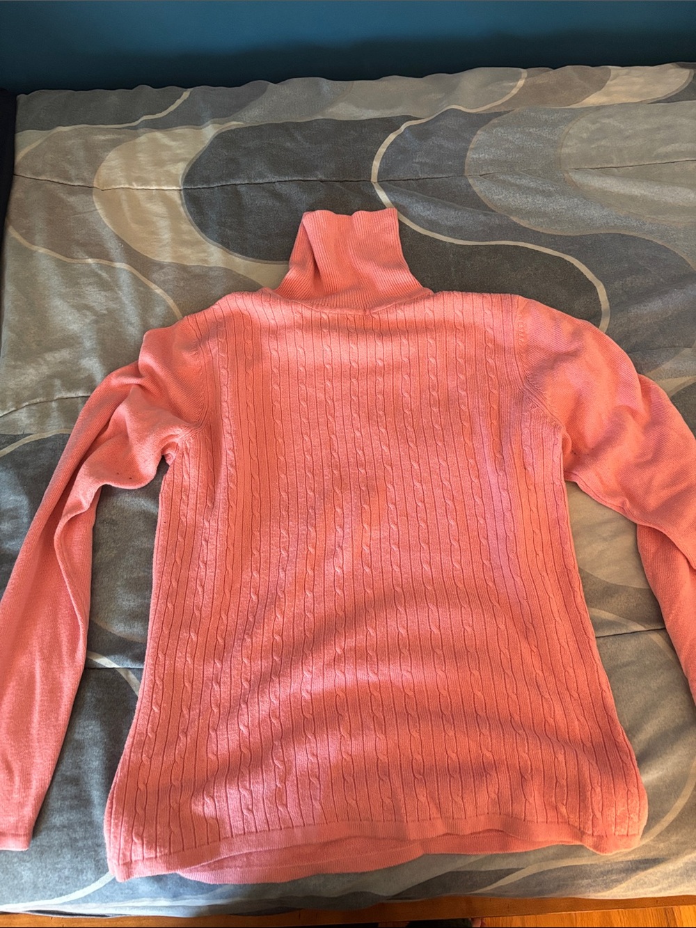 Karen Scott Coral Cable Knit Turtleneck Sweater
